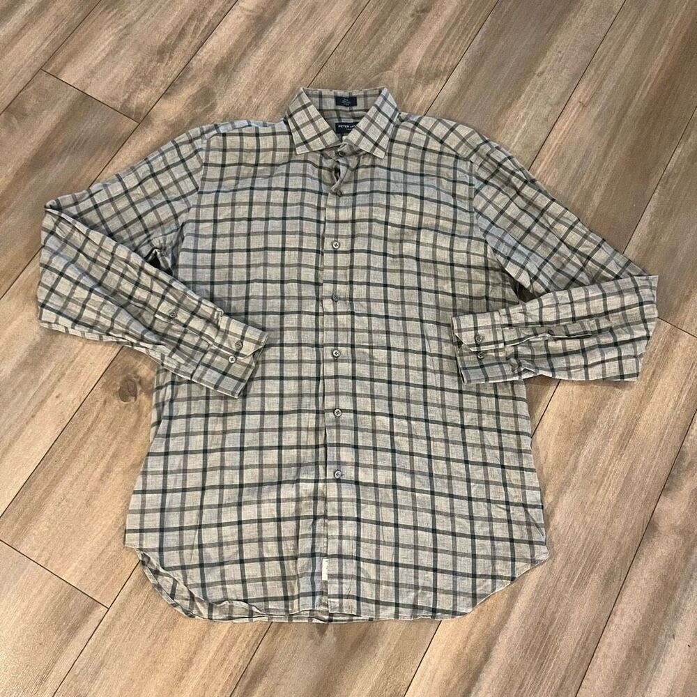 Peter Millar Grey Plaid Buttonup Shirt Men‎ Large